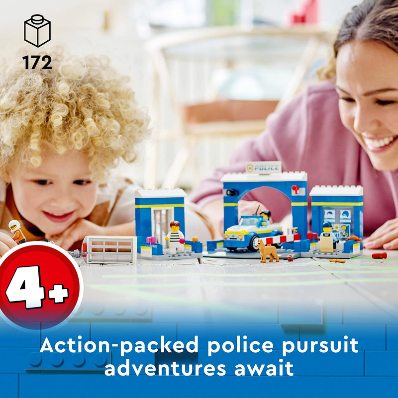 LEGO City Police Station Chase Playset with Car Toy and Motorbike, Breakout Jail, 4 Minifigures and Dog Figure, Toys for Kids, Boys & Girls 4 Plus Years Old 60370