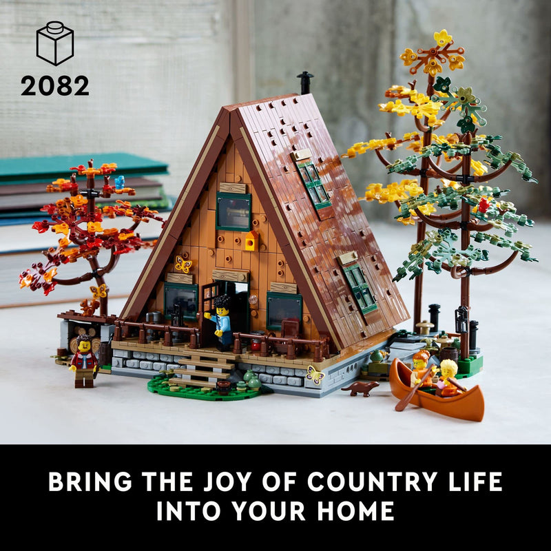 LEGO Ideas A-Frame Cabin 21338 Collectible Display Set, Buildable Model Kit for Adults, Gift for Nature and Architecture Lovers, Includes 4 Customizable Minifigures and 11 Animal Figures