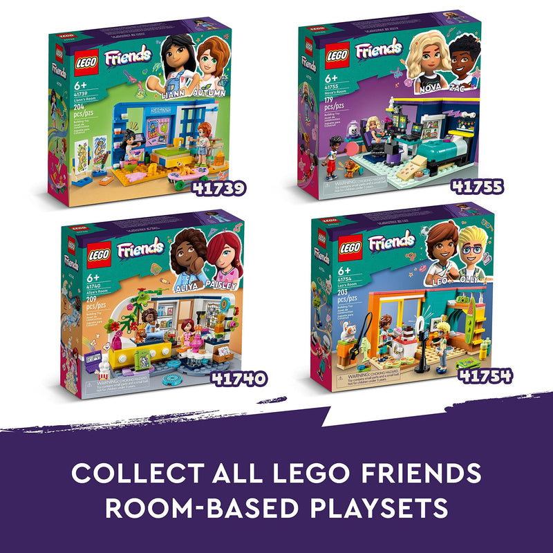 LEGO Friends Nova's Room Gaming Themed Bedroom Playset, Collectible Toy with Zac Mini-Doll and Pickle the Dog, Small Gift Idea for Kids 6+, 2023 Characters 41755