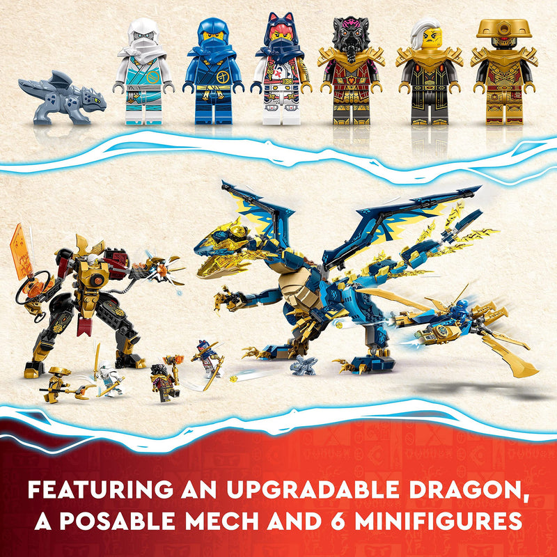 LEGO NINJAGO Elemental Dragon vs. The Empress Mech, Large Building Toy Set with Dragon Toy, Action Figure, Ninja Flyer and 6 Minifigures, Dragons Rising Series Gift for Kids, Boys, Girls 71796