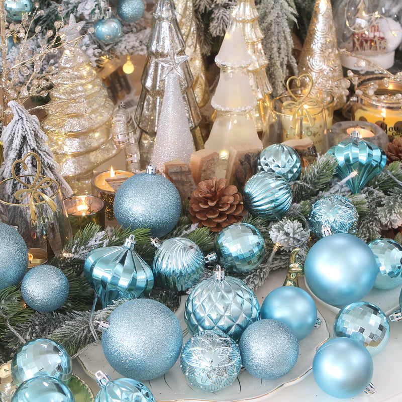 Sea Team 41-Pack Christmas Ball Ornaments with Strings, 40mm/1.57" Small Size Baubles, Shatterproof Plastic Christmas Bulbs, Hanging Decorations for Xmas Tree, Holiday, Wedding, Party, Baby Blue - Gift Guide