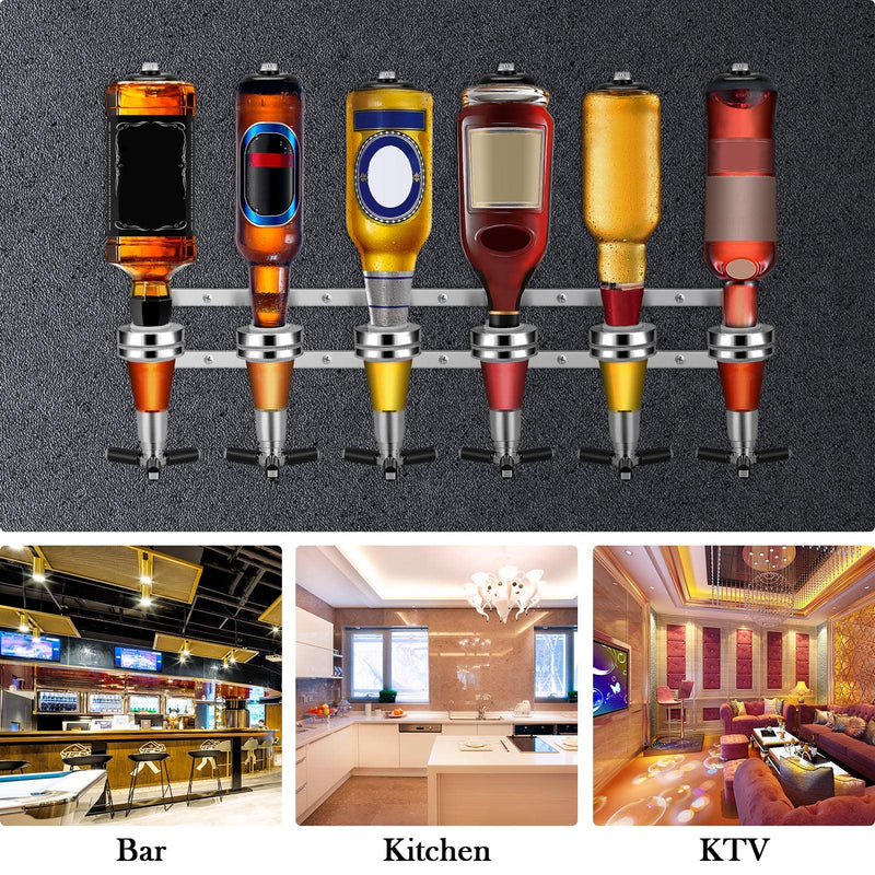 Trintion 6 Bottle Optics for Home Bar Wall Mounted 6 x 30ml Bar Butler Drinks Stand for Spirits Aluminum Alloy Optic Spirit Barware Set for Home Pub Kitchen Bar