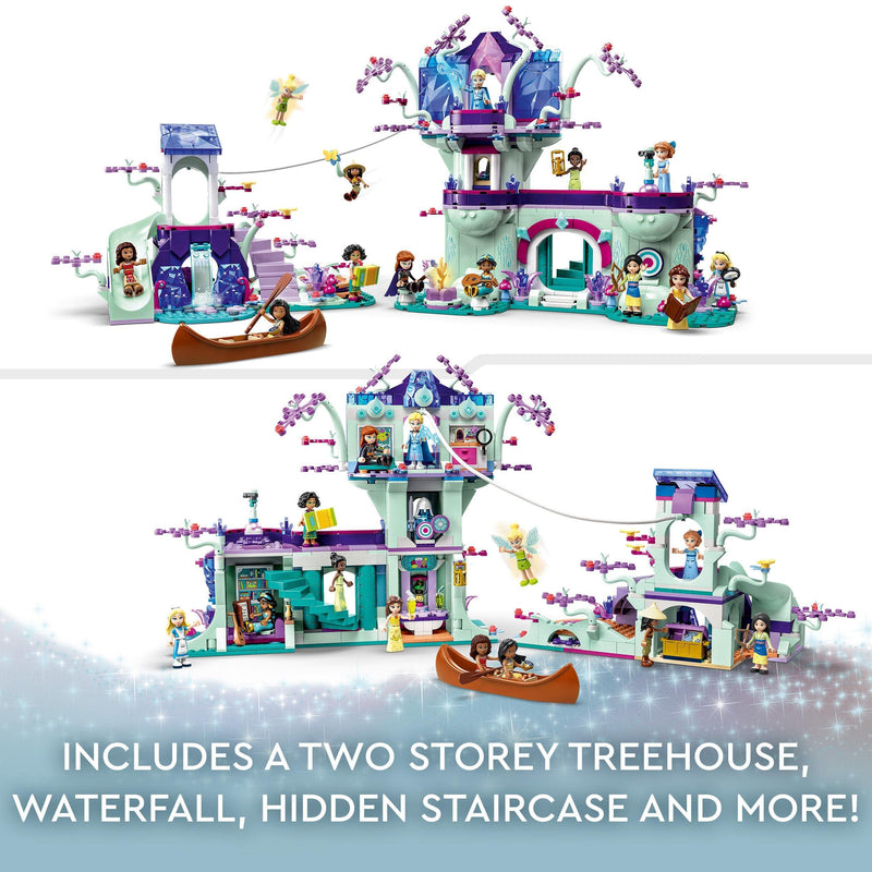 LEGO | Disney The Enchanted Treehouse with 13 Mini-Doll Figures including Princess Jasmine, Elsa, Anna & Moana, 2-Level Buildable Toy, Gift for Kids, Girls, Boys Aged 7 Plus, Disney 100 Set 43215
