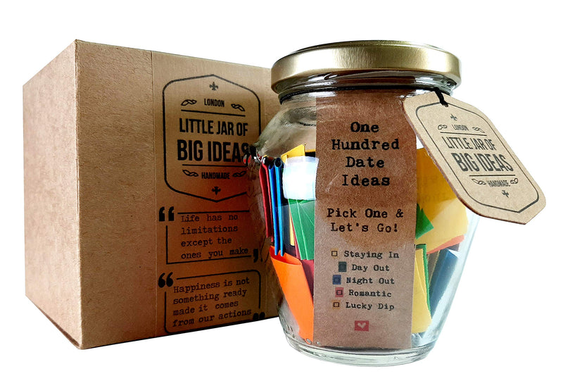 Little Jar of Big Ideas® - 100 Date Ideas - Pick One & Let's Go - Unique Thoughtful Gift - Memorable Gift - Unique Present - Artisan Handcrafted Gift (Standard) - Gift Guide