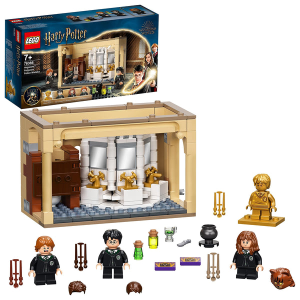 LEGO 76386 Harry Potter Hogwarts: Polyjuice Potion Mistake Buildable Castle Toy with 20th Anniversary Golden Minifigure, 7 year +