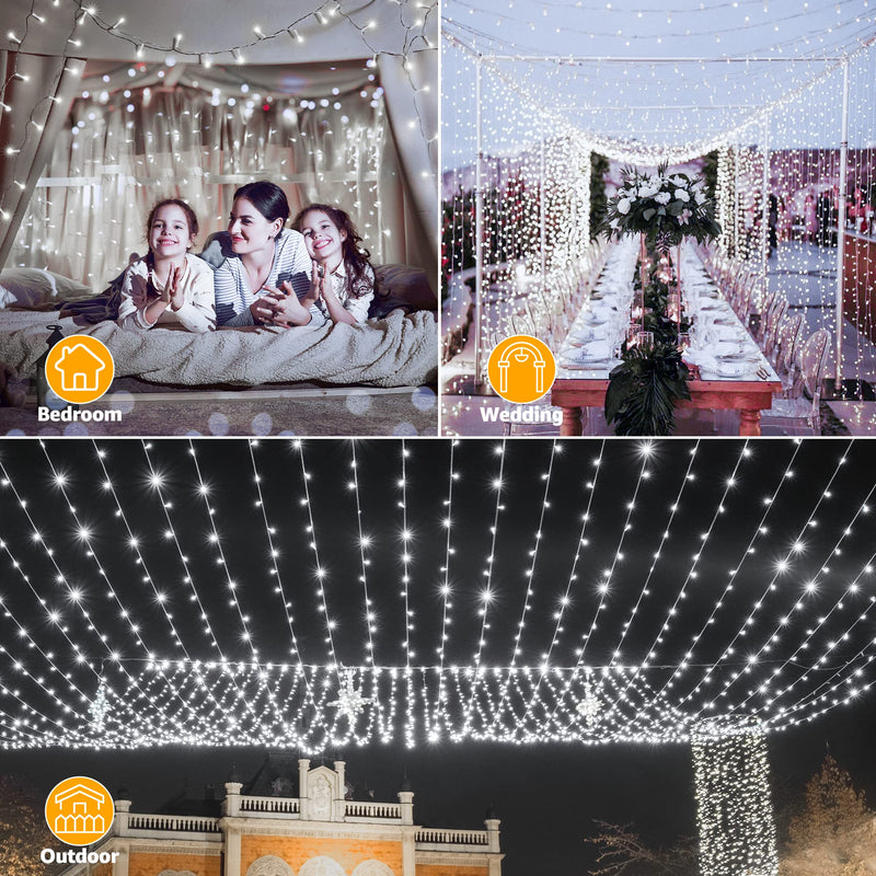 Ollny Outdoor Fairy String Lights - 80m 800 LED Long Cool White Waterproof Christmas Decoration Lights Mains Powered Plug in with Remote/Timer 8 Modes for Outside/Garden/Indoor/Wedding - Gift Guide