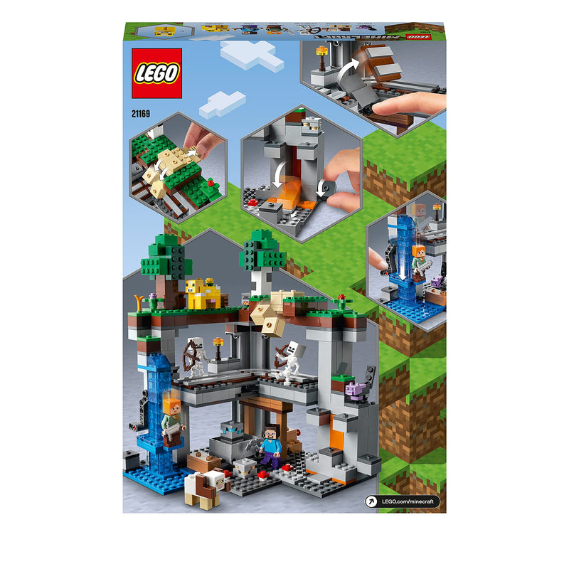 LEGO 21169 Minecraft The First Adventure Nether Playset with Steve, Alex, Skeleton, Dyed Cat Figures, Moobloom & Horned Sheep, Gift for Boys and Girls