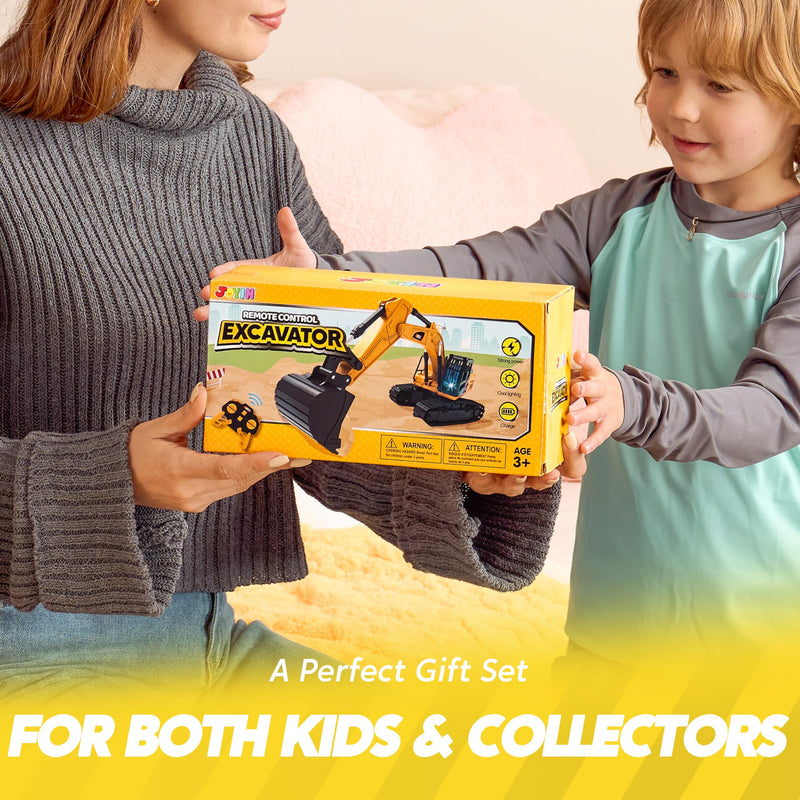 JOYIN Remote Control Excavator RC Digger Tractor Toys for Boys, 2.4Ghz RC Excavator Toy with Light, Construction Vehicles Toys Car for Boys 3 4 5 6 7 8-12 Year Old Kids, Birthday Gift Boy Age 3 4 5 6 - Gift Guide