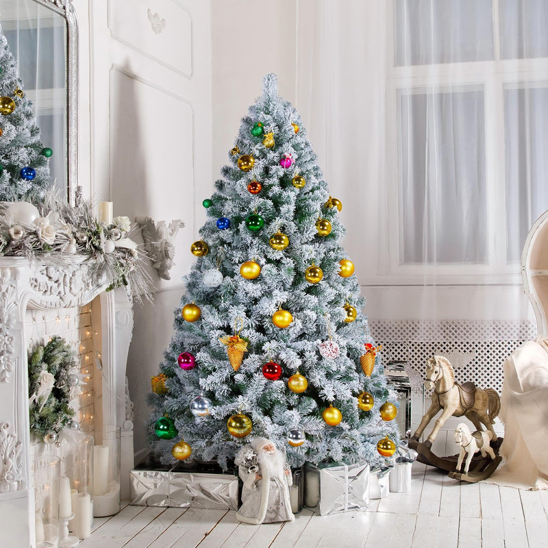 Yaheetech 6ft Christmas Tree Snow Flocked Artificial Tree Holiday Decorative Tree with Foldable Stand 820 Tips - Gift Guide