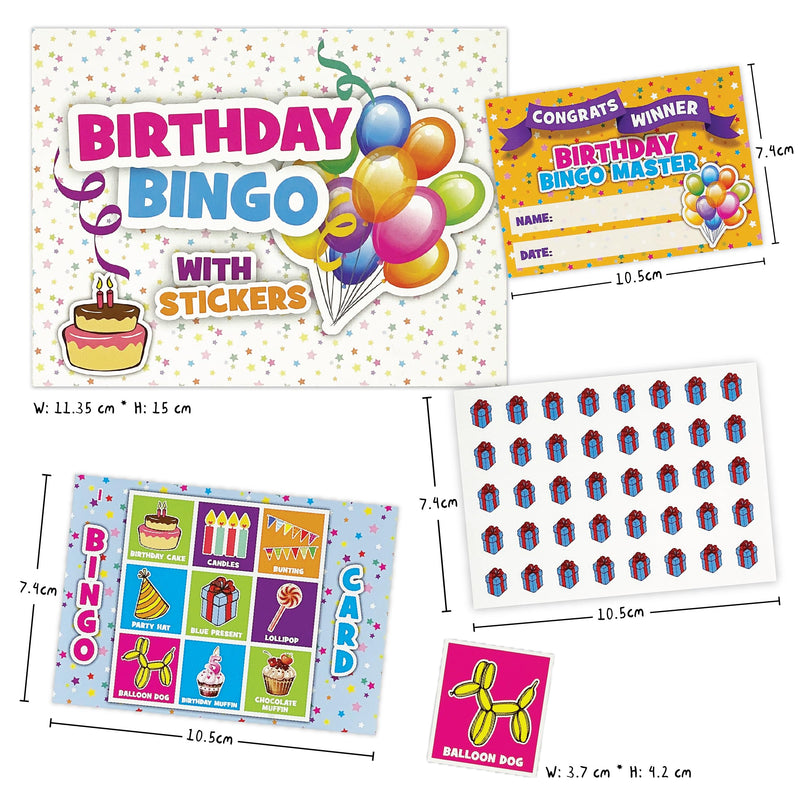 Birthday Bingo Party Game for Children Adults - Premium Quality Bingo Calling Cards Pre-Cut for up to 40 Games and Winner Certificates - Party Favour Supplies, School Classroom Games, Family Activity