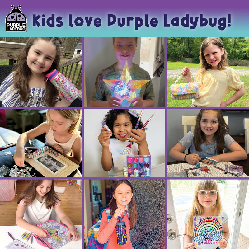 PURPLE LADYBUG Decorate Your Own Mosaic Photo Frame Craft Kits for Kids Age 6+ - Great 7 Year Old Girl Gifts, Arts & Crafts for Kids Ages 6 7 9 10+ - Gifts for 8 Year Old Girls - Girls Christmas Gifts - Gift Guide