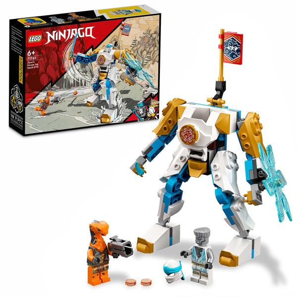 LEGO NINJAGO Zane’s Power Up Mech EVO 71761 Playset Featuring Ninja Battle Toys, NINJAGO Zane and a Snake Figure; Creative Building Kit for Ninja Fans Aged 6+ (95 Pieces)