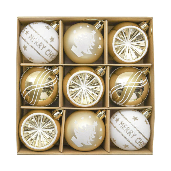 Valery Madelyn Gold White Christmas Baubles Christmas Tree Decorations 9pcs 6cm Shatterproof Baubles for Christmas Tree Balls Ornaments for Xmas Decoration - Gift Guide