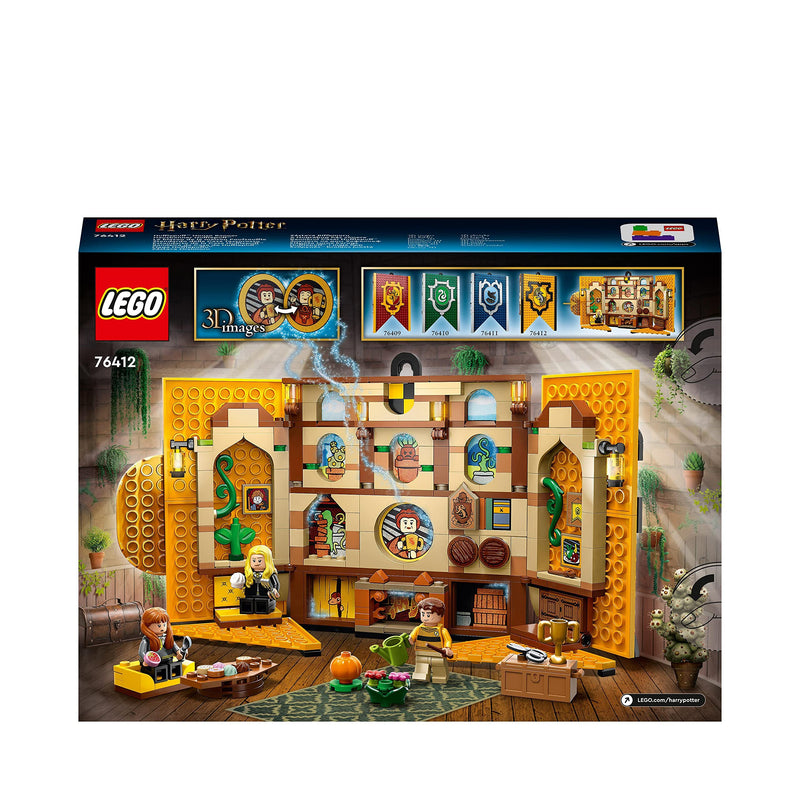 LEGO 76412 Harry Potter Hufflepuff House Banner, Hogwarts Castle Common Room Toy or Wall Decoration, Set with 3 Minifigures and Mandrake, Collectable Travel Toys