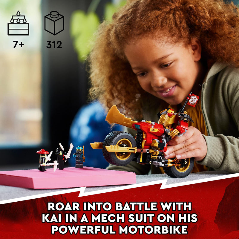 LEGO NINJAGO Kai’s Mech Rider EVO, Upgradable Ninja Motorbike Toy, Mech Action Figure and 2 Bone Warrior Minifigures, Collectible Toys for Kids, Boys & Girls 7 Plus Years Old 71783