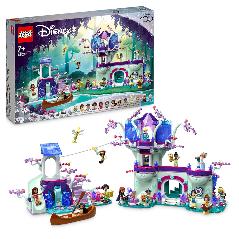 LEGO | Disney The Enchanted Treehouse with 13 Mini-Doll Figures including Princess Jasmine, Elsa, Anna & Moana, 2-Level Buildable Toy, Gift for Kids, Girls, Boys Aged 7 Plus, Disney 100 Set 43215