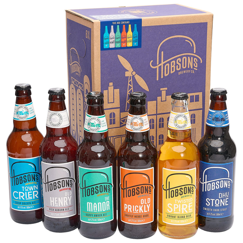 Hobsons Premium Craft Beers Gift Set - Mixed Real Ale Taster Selection 6 x 500ml Bottle Pack - Ideal present or Birthday Beer Gift