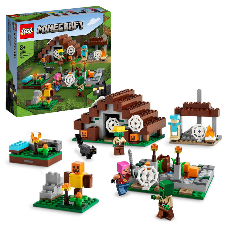 LEGO 21190 Minecraft The Abandoned Village Construction Set With Zombie Hunter Campsite, Workshop, House and Farm Toy, Plus Villager and Cat Figures, Creative Gifts for Kids, Boys & Girls