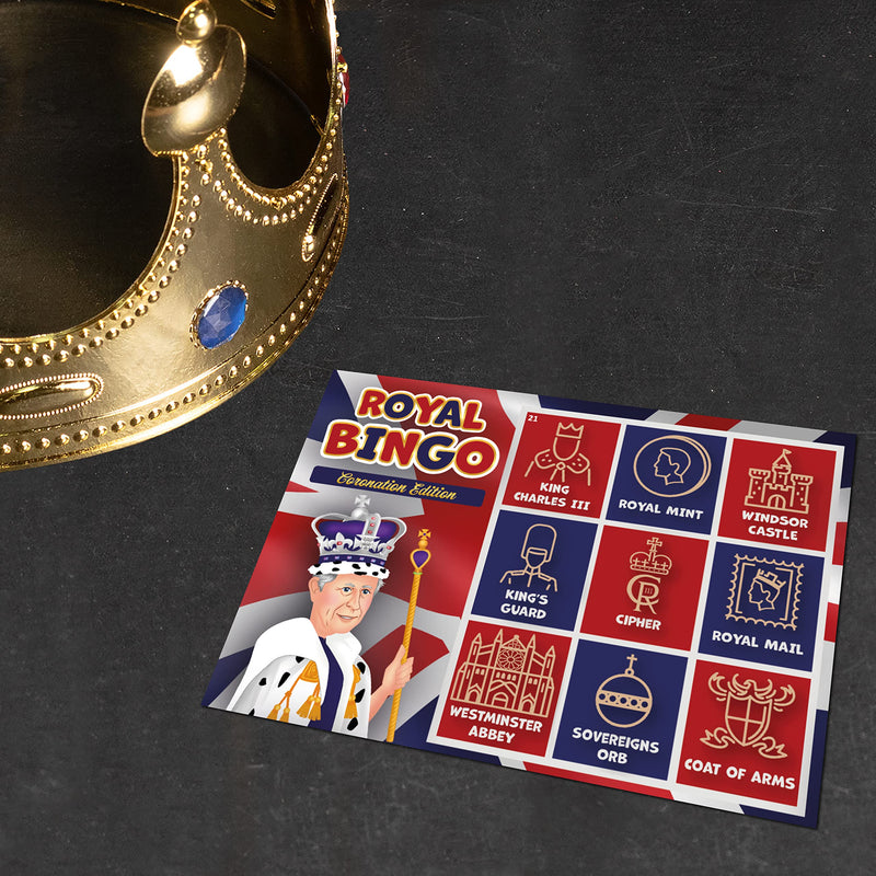 Taylise Royal Bingo – Coronation Edition - King Charles Coronation Party Game, 20 Player, 2 Winner Certificates included, Union Jack Party Supplies Decoration