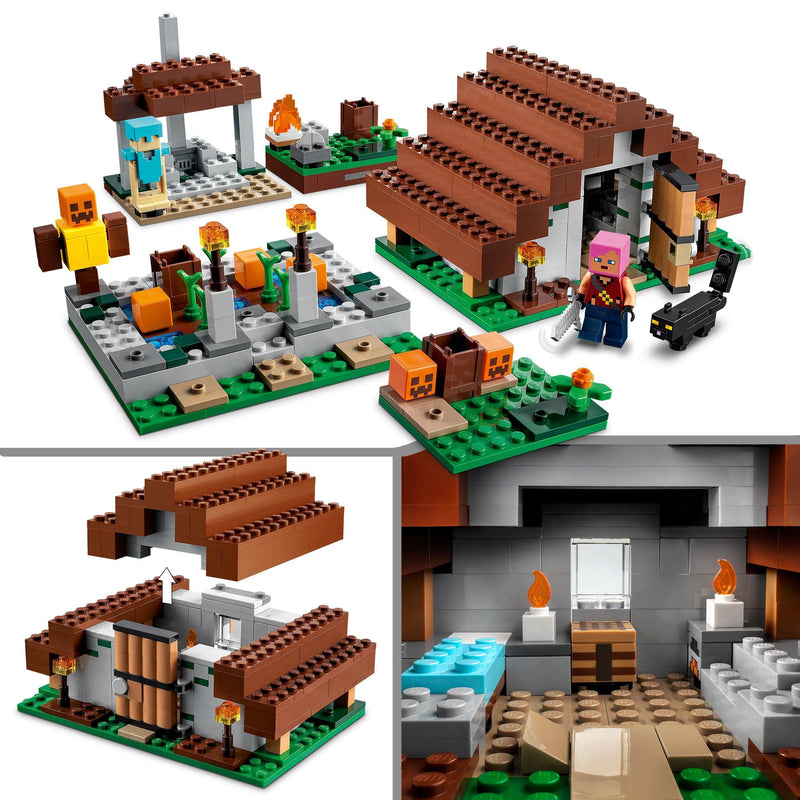 LEGO 21190 Minecraft The Abandoned Village Construction Set With Zombie Hunter Campsite, Workshop, House and Farm Toy, Plus Villager and Cat Figures, Creative Gifts for Kids, Boys & Girls