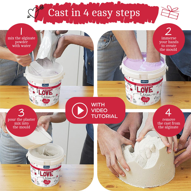 Niimo 'I Love You' Couples Hand Casting Kit - Skin-Safe Hand Cast Kit, Couples Hand Mold Casting Kit, Wedding Gifts for Couple, Personalised Gifts for Couples Unique