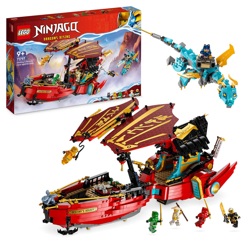 LEGO NINJAGO Destiny's Bounty - Race Against Time, Ninja Air Ship Toy Set with 2 Dragon Figures & 6 Minifigures, Vehicle Set, Birthday Gift Idea for 9 Plus Year Old Kids, Boys & Girls 71797