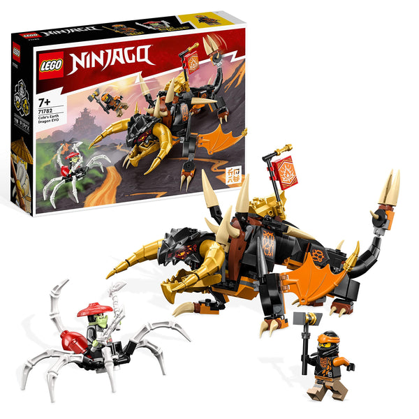 LEGO NINJAGO Cole’s Earth Dragon EVO, Upgradable Action Toy Figure for Kids, Boys and Girls with Battle Scorpion Creature and 2 Minifigures, 2023 Playset 71782