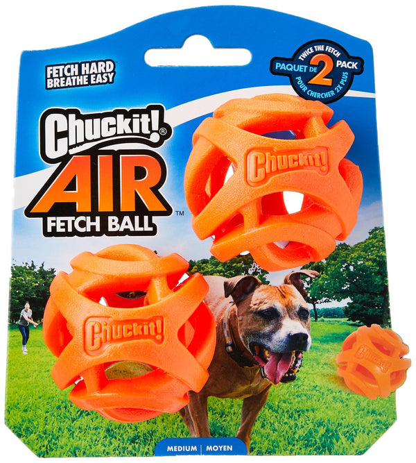 Chuckit! Air Fetch Dog Ball Durable Rubber Dog Toy Launcher Compatible Dog Balls, 2 Pack, Medium - Gift Guide