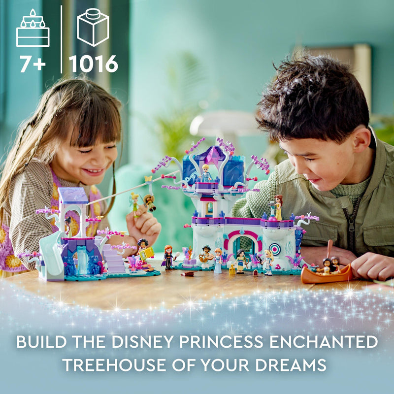 LEGO | Disney The Enchanted Treehouse with 13 Mini-Doll Figures including Princess Jasmine, Elsa, Anna & Moana, 2-Level Buildable Toy, Gift for Kids, Girls, Boys Aged 7 Plus, Disney 100 Set 43215