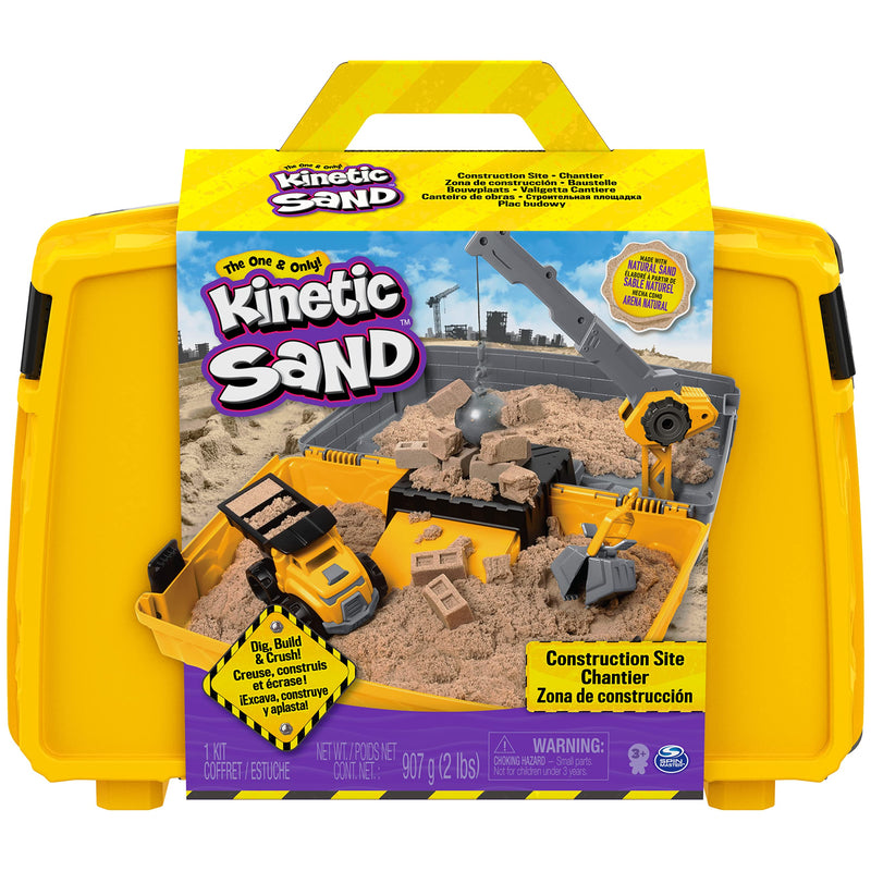 Kinetic Sand Construction Site Folding Sandbox Playset, for Kids Aged 3 and Up & Scents, Ice Cream Treats Playset with 3 Colours of All-Natural Scented Sand and 6 Serving Tools