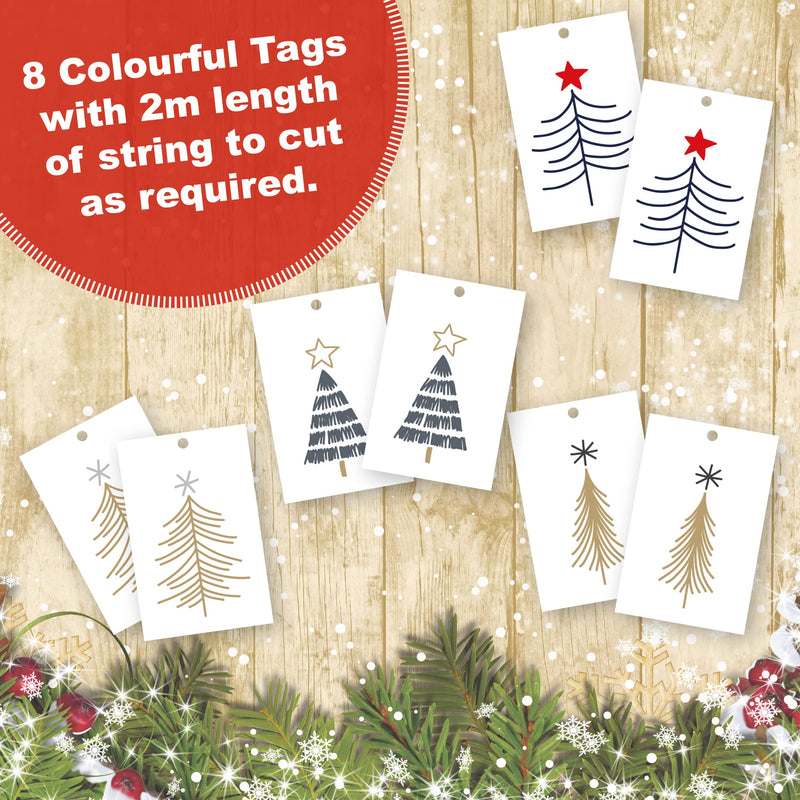 Christmas Wrapping Paper. 8 XL Sheets (50 x 70cm). Christmas Tree design. Gift Wrap pack with matching Tags. Cutting grid on reverse. Printed in UK. By Absolutely Yours. - Gift Guide