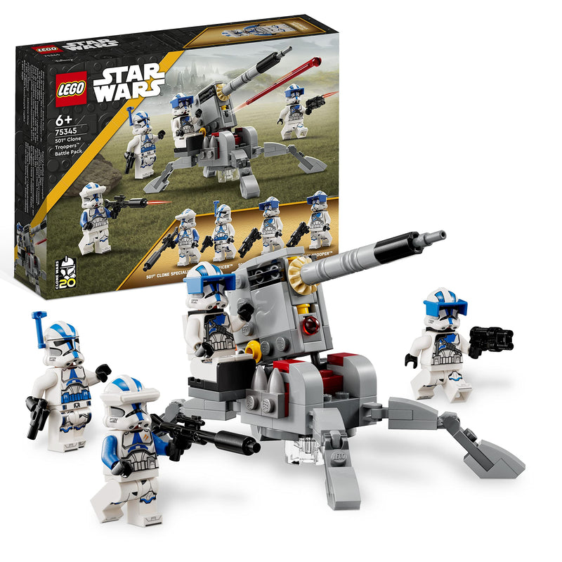 LEGO Star Wars 501st Clone Troopers Battle Pack Set, Buildable Toy with AV-7 Anti Vehicle Cannon and Spring Loaded Shooter plus 4 Characters 75345