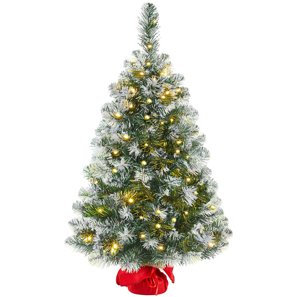 Yaheetech 3ft Artificial Christmas Tree Prelit Frosted Tabletop Mini Snow Flocked Xmas Tree Holiday Decorations for Home/Office 1Pack - Gift Guide