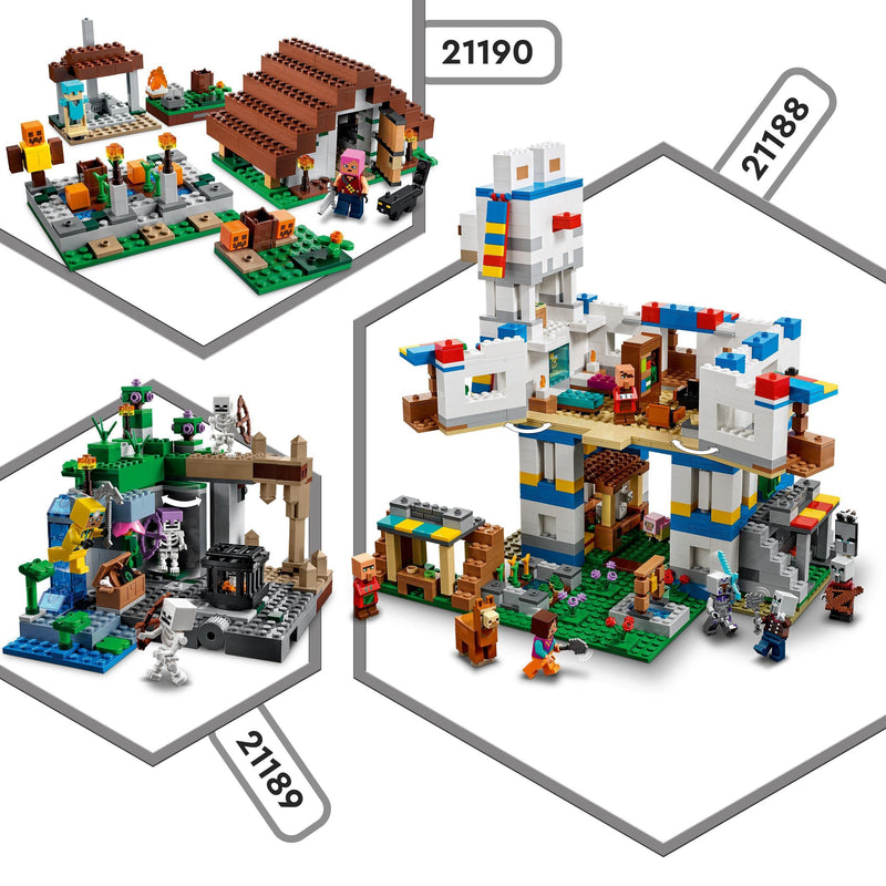 LEGO 21190 Minecraft The Abandoned Village Construction Set With Zombie Hunter Campsite, Workshop, House and Farm Toy, Plus Villager and Cat Figures, Creative Gifts for Kids, Boys & Girls