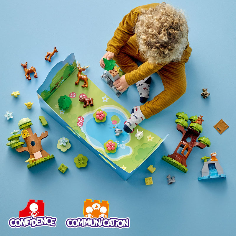 LEGO DUPLO Wild Animals of Europe 10979, Preschool Learning Toys for Toddlers 2 Plus Years Old with Deer, Bear, Fox Forest Animal Figures