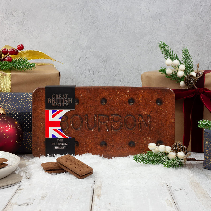 Giant Bourbon Biscuits Gift Set - Chocolate Biscuit Tin Christmas Gifts, Family Biscuits Box with Luxury Bourbon Chocolate Biscuits - Biscuit Hamper Gift Ideas, Chocolate Gifts for Men & Women, 400g