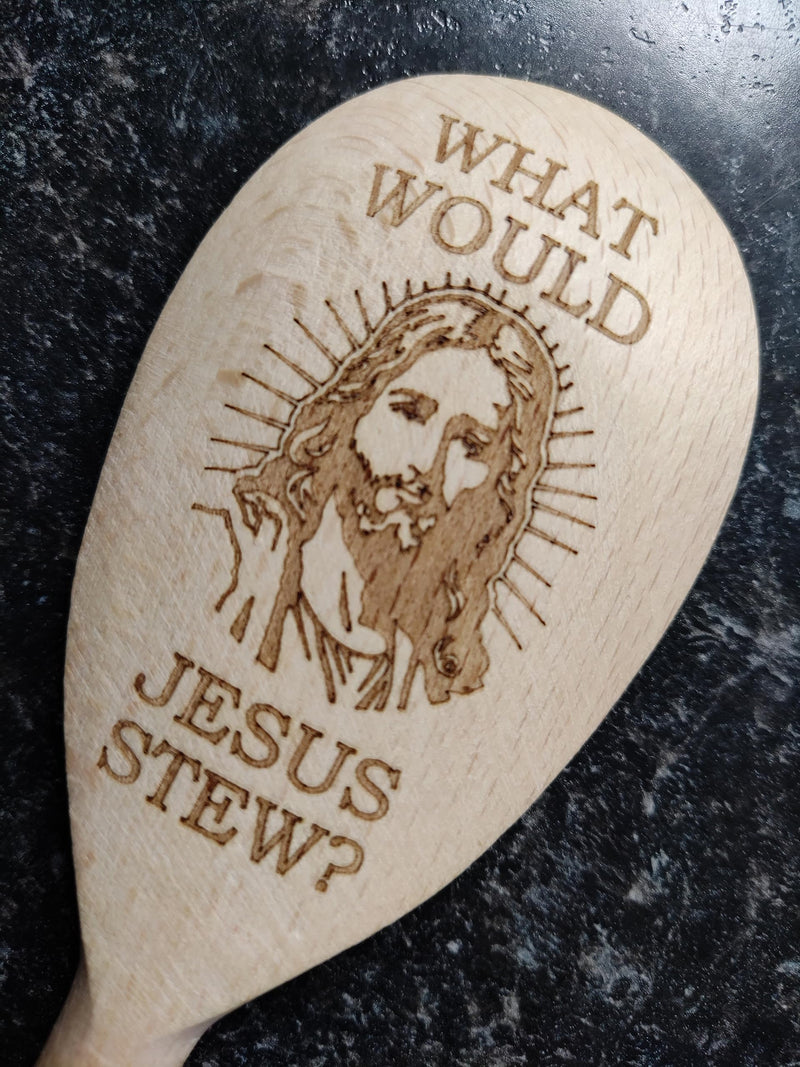 What Would Jesus Do Stew Wooden Baking Spoon Novelty Cooking Gift Christian God Religous Present