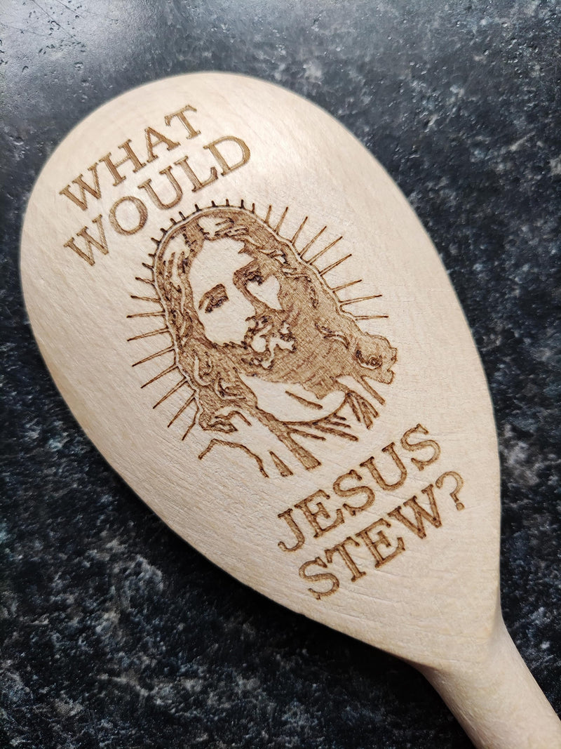 What Would Jesus Do Stew Wooden Baking Spoon Novelty Cooking Gift Christian God Religous Present