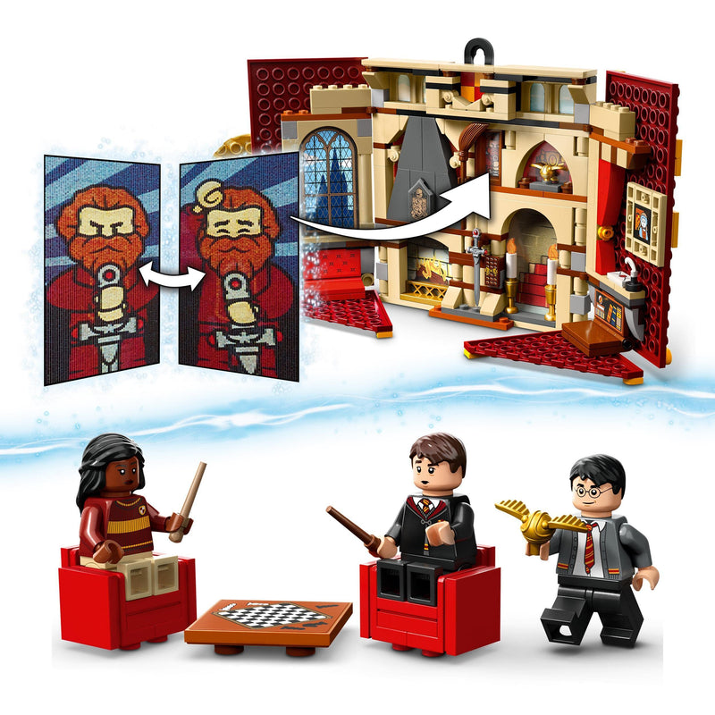 LEGO 76409 Harry Potter Gryffindor House Banner Set, Hogwarts Castle Common Room Toy or Wall Display, Fold Up Travel Toy, Collectible with 3 Minifigures