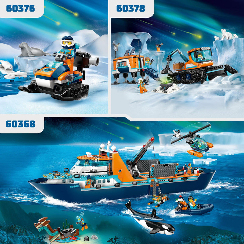 LEGO City Arctic Explorer Snowmobile Toy for Kids 5+ Year Old, Vehicle Construction Set with Seal Figures and Explorer Minifigure, Small Gift Idea 60376