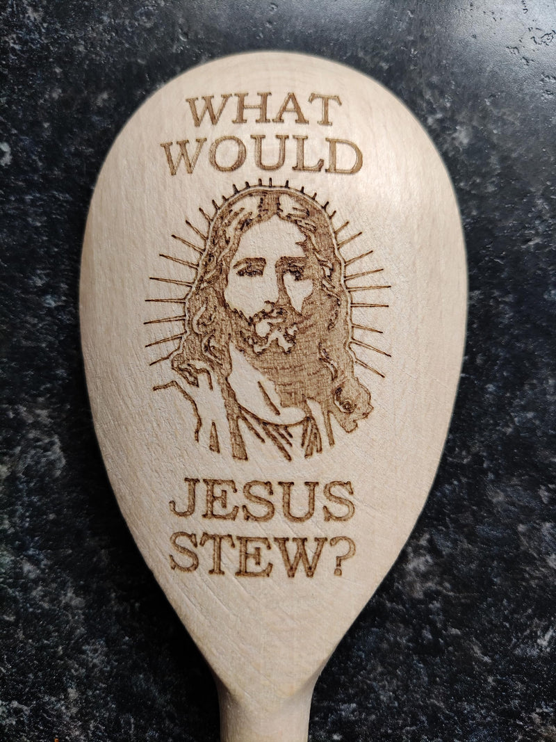 What Would Jesus Do Stew Wooden Baking Spoon Novelty Cooking Gift Christian God Religous Present