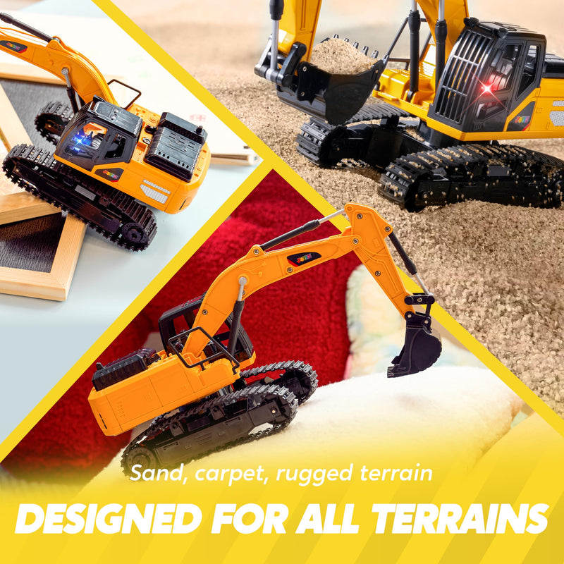 JOYIN Remote Control Excavator RC Digger Tractor Toys for Boys, 2.4Ghz RC Excavator Toy with Light, Construction Vehicles Toys Car for Boys 3 4 5 6 7 8-12 Year Old Kids, Birthday Gift Boy Age 3 4 5 6 - Gift Guide