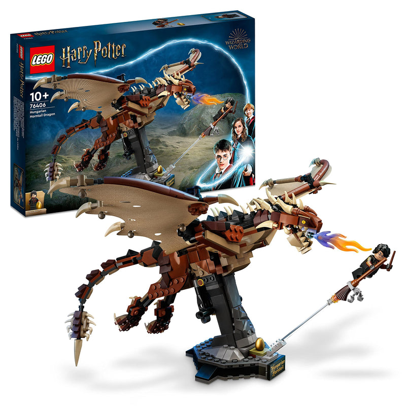 LEGO 76406 Harry Potter Hungarian Horntail Dragon Building Toy, Model Kit for Kids, Boys & Girls with Minifigure, Collectable Room Décor Accessory Set, Wizarding World Gifts