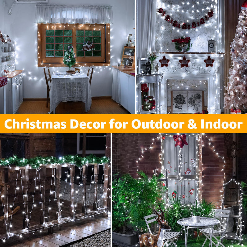 Ollny Christmas Decorations Fairy Lights - 40m 400LED Outdoor Christmas Tree Lights Xmas String Lights/8 Lighting Modes Cluster Bedroom Garden Window Garland Outside Lights Mains Powered(Cool White) - Gift Guide