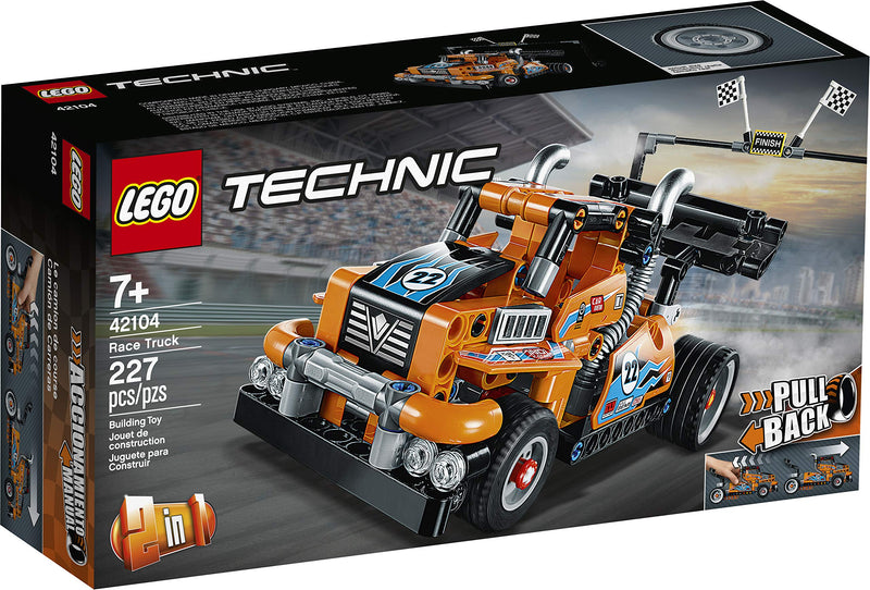 LEGO 42104 Technic Race Truck Toy to Racing Car 2in1 Model, Pull-Back Motor, Racer Vehicles Collection