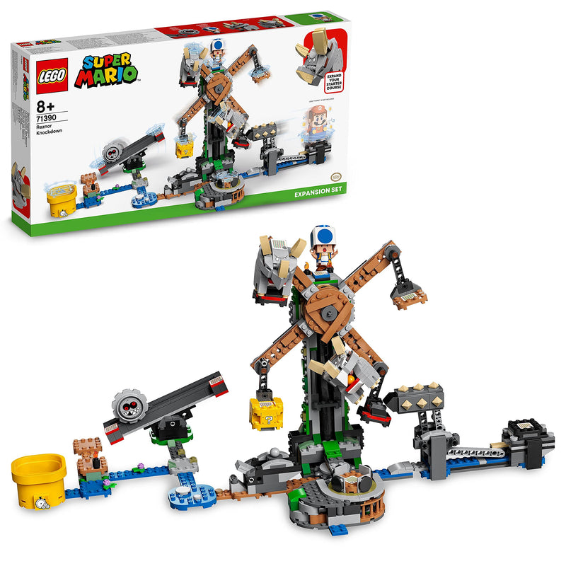 LEGO 71390 Building Set, Super Mario Reznor Knockdown Expansion Set, Collectible Buildable Game Toy for Kids with Blue Toad Figure, Multicolor, Gifts for Girls and Boys age 8 Plus