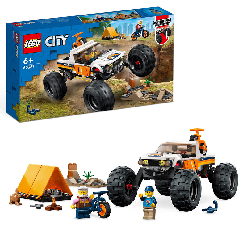 LEGO City 4x4 Off-Roader Adventures Camping Set, Monster Truck Style Car Toy with Working Suspension and Mountain Bikes, Vehicle Toys for Kids Aged 6 and Over 60387