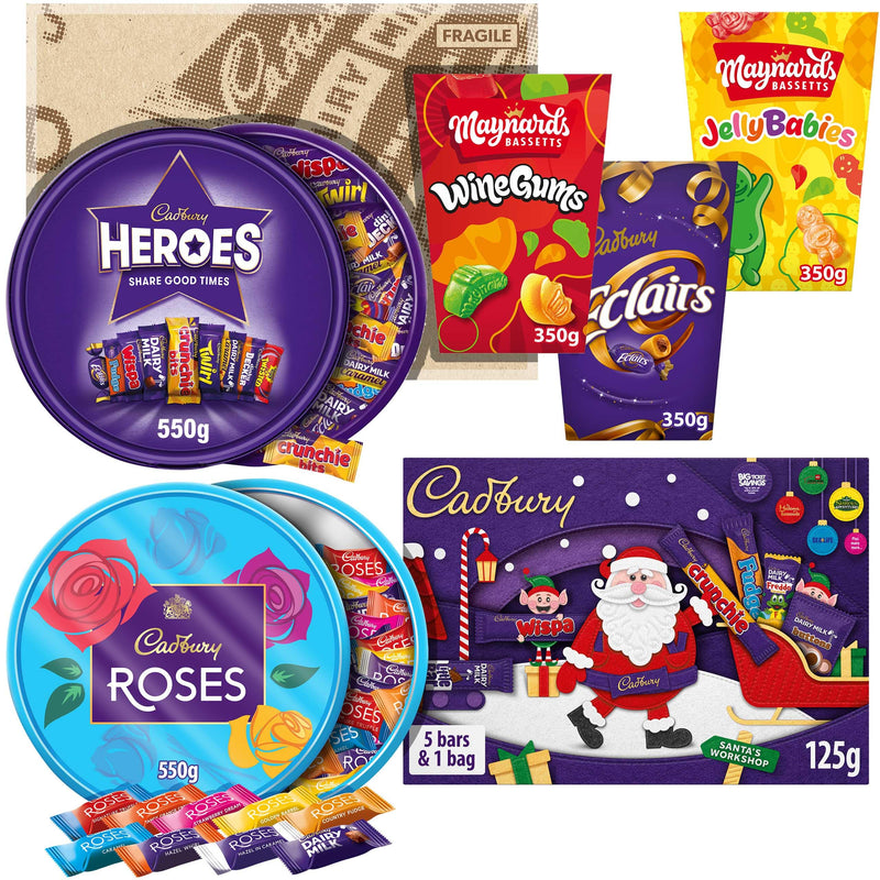 Cadbury Christmas Hamper by Cadbury Gifts Direct- Heroes, Roses, Selection Box, Candy Cartons - Gift Guide