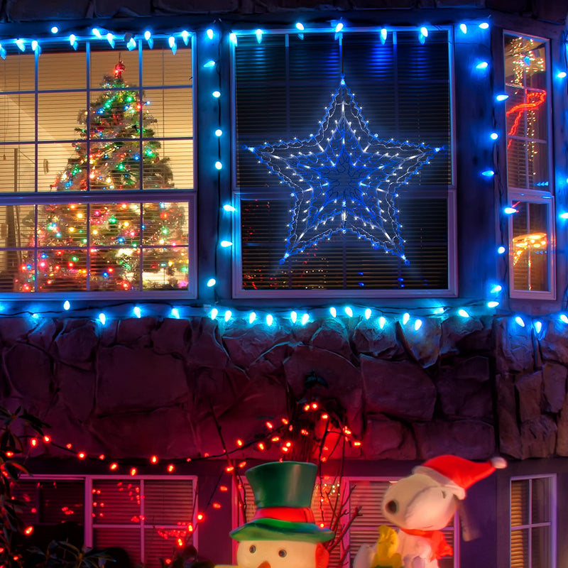The Christmas Workshop 80640 Blue & White Star Christmas Light / 35 LED Lights / Indoor Or Outdoor Mains Operated Christmas Decorations / 54cm x 54cm x 1.5cm - Gift Guide