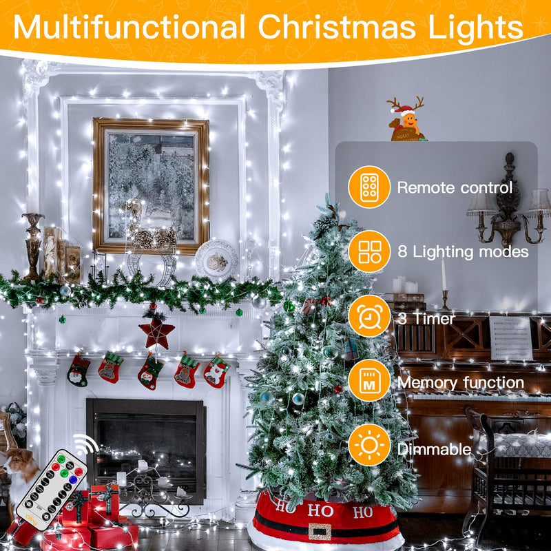 Ollny Outdoor Fairy String Lights - 80m 800 LED Long Cool White Waterproof Christmas Decoration Lights Mains Powered Plug in with Remote/Timer 8 Modes for Outside/Garden/Indoor/Wedding - Gift Guide